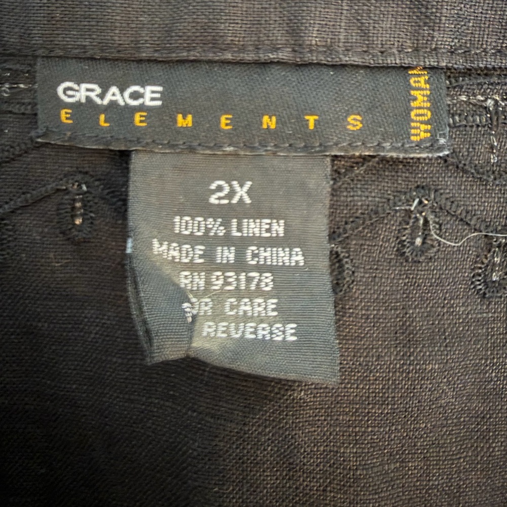 Grace Elements Black Linen Sequin Embellished Tun… - image 6